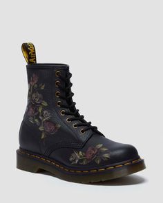 1460 Women's Decayed Roses Lace Up Boots in Black | Dr. Martens 2024 Wishlist, Patent Boots, Sandal Platform, Boots Uk, Autumn 2024, Doc Martens, Boots For Sale, Platform Boots, Lace Boots