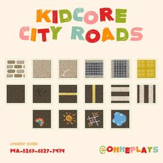 the poster for kid's city roads is shown in red, yellow and blue