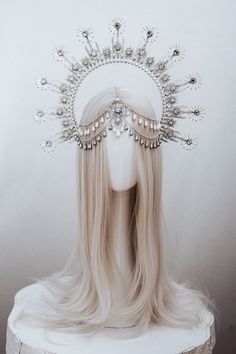 Halo Silver Halo Crown Jewellery Silver Crown Flower Crown - Etsy Angel Head Piece, Silver Halo Crown, Head Crowns Headpieces, Wedding Halo Headpiece, Angel Crown, Halo Crowns, Headband Halo, Silver Headpiece, Fantasy Accessories