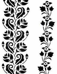 two black and white floral designs