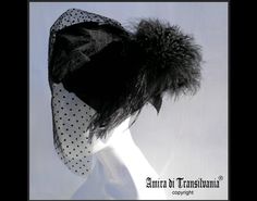 Funeral Veil Hat, Headband with Veil, Black Hat Derby, Fascinator Cabaret Headpiece, Burlesque Luxury Drama Accessories, MAKE TO ORDER IN 3 DAYS  Original Brand : ''AMIRA DI TRANSILVANIA''.  DESCRIPTION: Step into the world of sophistication and timeless elegance with our Funeral Veil Hat--a captivating addition to your collection of dramatic accessories. Crafted for those who dare to make a bold statement, this headband with veil is not just an accessory; it's a testament to the artistry and pa Headband With Veil, Philip Treacy Hats, Veil Hat, Veil Black, Veiled Hats, Philip Treacy, Derby Fascinator, Hat Headband, Hat Women