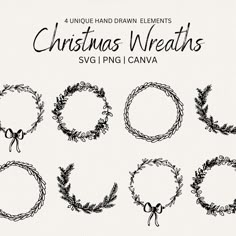 hand drawn christmas wreaths svg clipart set for use in design projects and scrapbooking