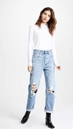 AGOLDE '90s Fit Mid Rise Loose Fit Jeans | SHOPBOP Best Boyfriend Jeans, Ripped Jeggings, 90s Fits, Fall Jeans, Boyfriend Denim, Loose Fit Jeans, Cute Jeans, Straight Fit Jeans, Boyfriend Fit