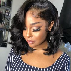 "Cap: 360 lace wig Hair: Brazilian human hair Wave bob, Natural color, Medium brown lace  Hair length: 12\"/14\"" 360 Lace Frontal Wig Bob, Lace Frontal Wig Bob, Wave Short Bob, Straight Hair Bundles, Bob Lace Front Wigs, Short Human Hair Wigs, Body Wave Wig, Short Bob Wigs, Bob Wig