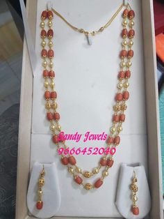 Coral Jewellery Design, Coral And Pearl Jewellery, Pearl And Coral Gold Chain, Coral And Pearl Beads Jewellery, Gold Pearl Jewelry Set, Coral Chain Designs, Coral Gold Jewellery, Coral Studs In Gold, Corals And Pearls Jewellery