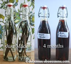 three bottles filled with different types of herbs