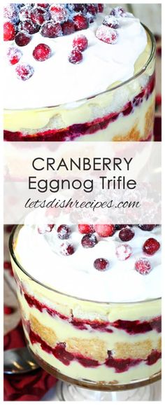 cranberry eggnog trifle is an easy and delicious dessert that's ready to be eaten