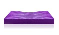 a purple mattress sitting on top of a white surface