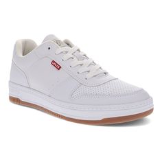 Step up your casual style with these men's Levi's Drive sneakers. Click this FOOTWEAR GUIDE to find the perfect fit and more! Step up your casual style with these men's Levi's Drive sneakers. Click this FOOTWEAR GUIDE to find the perfect fit and more! FEATURES Synthetic leather upper Removable sockliner Soft, breathable fabric mesh lining Lightly cushioned footbed for excellent comfort Lace-up closure with metal eyelets Durable rubber outsole for added tractionDETAILS Synthetic upper Fabric lining EVA midsole & outsole Plain toe Lace-up closure Foam footbed 1-in. platform Spot clean Imported Size: 9.5. Color: White Gum. Gender: male. Age Group: adult. Levis Shoes, Levis Men, Synthetic Leather, Sneakers White, Mens Casual Shoes, Step Up, Low Top, Sneakers Fashion, Breathable Fabric