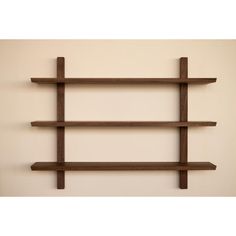 a wooden shelf with three shelves on each side