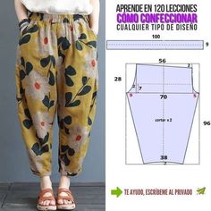 an image of a woman's pants with flowers on it and the pattern below