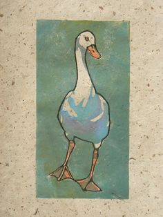 a painting of a duck on a piece of paper