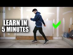 a man is running in front of a wall with the words learn in 5 minutes