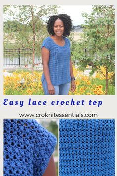 an easy crochet top is shown with the text, easy lace crochet top