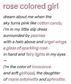 the poem rose colored girl is written in pink and black