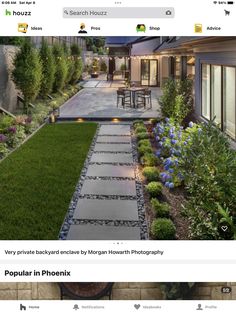 an image of a backyard with flowers and plants