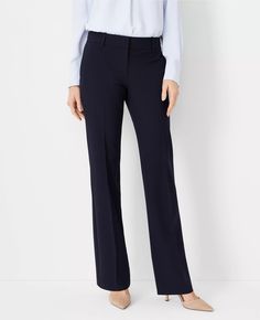 The Tall Mid Rise Trouser Pant in Seasonless Stretch Tailored Elastane Business Casual Pants, Tailored Elastane Dress Pants, Elastane Pantsuit For Business Casual, Elastane Pantsuit For Workwear, Classic Stretch Work Pants For Office, Versatile Stretch Formal Pants, Formal Elastane Bottoms, Elegant Career Trousers, Elegant Ankle-length Dress Pants With 4-way Stretch