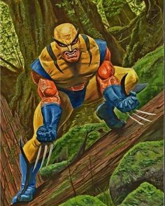 a painting of wolverine in the woods