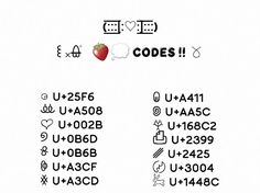 some type of font and numbers on a white background with an apple in the middle