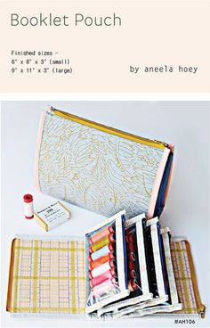 the contents of a bookie pouch are shown in different colors and sizes, including one with