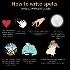 how to write spells in the dark with pictures and text on it, including an image of