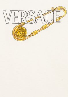 Versace LOGO PIN PRINT UNISEX - T-Shirt print - white/black/gold Versace Drawing, Versace Shirt Women, Versace Print, Versace Style, Logo Pin, Versace Logo, Versace Brand, Versace Shirt