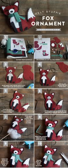 instructions to make a felt fox ornament