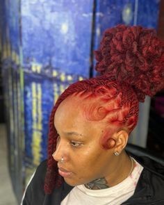 Loc Styles Homecoming, Cute Hairstyles For Locks, Hoco Dread Styles, Dread Colors Black Women, Colorful Natural Hair For Black Women, Dreadlock Hairstyles Female, Hoco Loc Styles, Colored Loc Styles, Lock Updo Dreadlocks