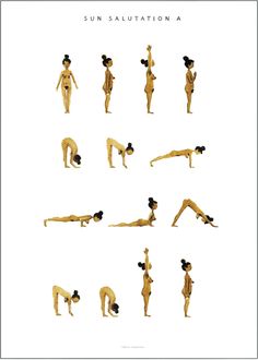 the silhouettes of women doing yoga poses in various positions, including handstands and legs