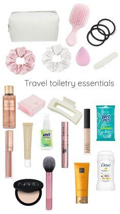 the contents of a travel toiletry essentials bag