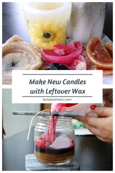 make new candles with leftover wax