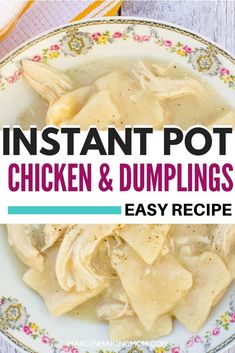 instant pot chicken and dumplings recipe on a plate