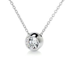 A Bezel Style Necklace with a 1 Carat Round Diamond. Round Solitaire, Jewelry Show, Special Jewelry, Style Necklace, Diamond Sizes, Lab Created Diamonds, 1 Carat, Diamond Pendant, Round Diamond