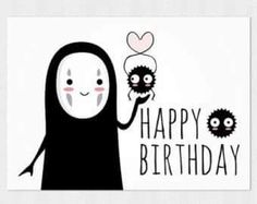 a happy birthday card with an image of a nun holding two black balls