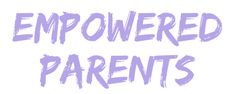 the words emo powered parents written in purple ink