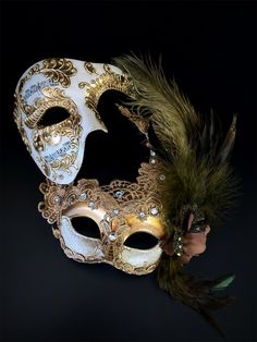 Musical Notes theme Masks 
Crafted in shimmering gold, these Venetian-style masks are a symbol of your unique connection. Celebrate the beauty of your love with this stunning accessory that complements each other flawlessly.


Age Group/Gender - Adult/Unisex

Size/Type - One size fits all adults

Mask Color - Gold

Mask Material - Polyresin/Fabric

Accent Material - Feathers

Special Features - Music notes and rhinestones Kids Party Packs, Couples Masquerade Masks, Gold Masquerade Mask, Masks Crafts, Female Mask, Gold Mask, Masquerade Masks, Venetian Masks, Masks Masquerade