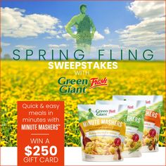 an advertisement for green giant's cereals with the image of a man in a field