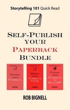 the self - publish your paperback bundle is shown in red, white and black