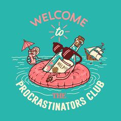 a bottle on an inflatable floating island with the words welcome to rogastianators club