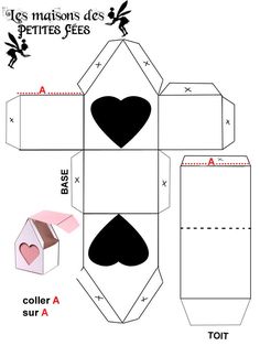 an origami box is cut out to make it look like a house and heart