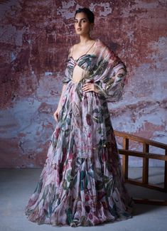 Soft Pink Printed Organza Lehenga Set Mahima Mahajan - Fabilicious Fashion Mahima Mahajan, Lehenga Style Saree, Indian Bridesmaid Dresses, Ruched Blouse, Printed Lehenga, Printed Organza, Organza Lehenga, Floral Lehenga, Pink Lehenga