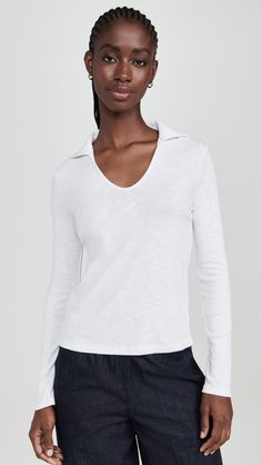 Fast Free Shipping & Free Returns on Vince Long Sleeve Open Neck Polo at Shopbop. Shop new arrivals from Vince at Shopbop.com V-neck Relaxed Fit Fine Knit Top, Relaxed Fit V-neck Fine Knit Top, Spring Long Sleeve Top With Seamless Collar, Cotton Long Sleeve Tops With Seamless Collar, Fine Knit Modal Long Sleeve Tops, Relaxed Fit V-neck Top With Seamless Collar, Vince Clothing, Polo Long Sleeve, Open Neck