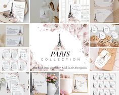 the paris collection is displayed with pink flowers