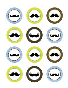 a set of nine mustaches with different designs on them