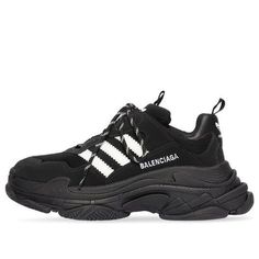 Black Custom Sneakers With Logo Detail, Casual Black Custom Sneakers With Logo Detail, Casual Black Custom Sneakers With Logo, Designer Custom Sneakers For Sports With Branded Heel, Designer Sneakers For Sports With Branded Heel Counter, Balenciaga Adidas, Balenciaga Triple S, Adidas X, Stylish Sneakers