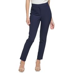 The Essential Flat-Front Pants From Calvin Klein Feature A Skinny Fit That Skims The Body Without Being Too Tight. Approx. Inseam: 28" Hook-And-Bar Closure With Zipper Fly Nylon, Spandex Machine Wash Imported Chic Calvin Klein Straight Leg Bottoms, Elegant Calvin Klein Bottoms For Spring, Tailored Chic Calvin Klein Bottoms, Chic Calvin Klein Straight Leg Pants, Chic Calvin Klein Straight Bottoms, Calvin Klein Chic Straight Bottoms, Chic Calvin Klein Straight Pants, Blue High-waisted Dress Pants, Chic Calvin Klein Trousers