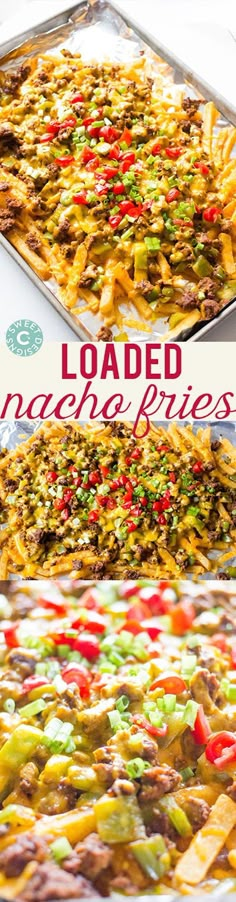 loaded nachos are ready to be served in the oven or on the table