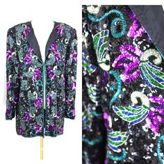 Charming Vintage Jacket. Can be worn open as well.. Measuring: 32" length 46" width 25" sleeves Generous JAcket with beautiful colors Pet Free/smoke free Enjoy1 Elegant Multicolor Party Blazer, Color Vintage, May 31, Vintage Jacket, Beautiful Colors, Favorite Outfit, Gender Neutral, Multi Color, Bathing Beauties