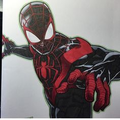 a drawing of a spider - man holding his hands out in front of the camera