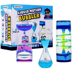 the liquid motion bubbleer is in its box and next to it's packaging